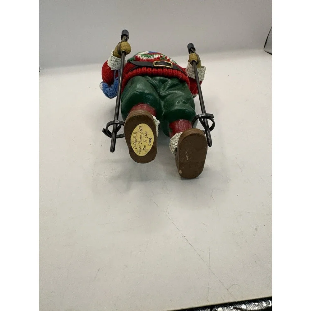 Vintage Clothtique By Possible Dreams  1993 Santa Ski Figure Ornament 7.5” Tall
